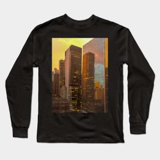 Sunset Skyscrapers Manhattan New York City Long Sleeve T-Shirt